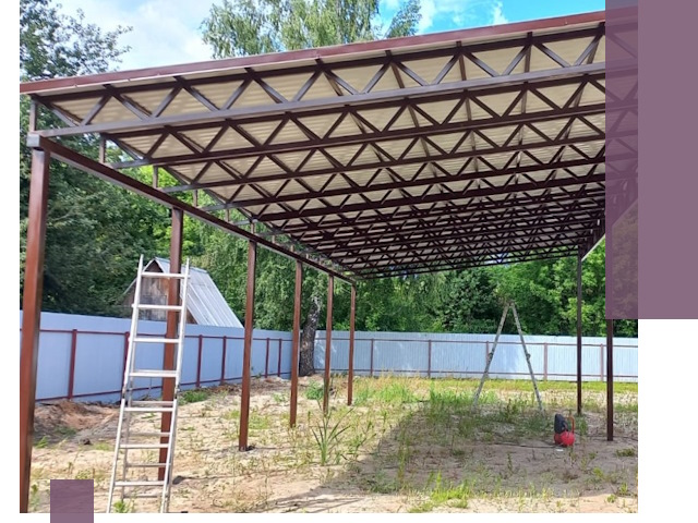 Односкатные навесы под ключ в Биробиджане — изготовление и монтаж